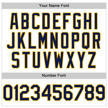 Custom White Navy-Gold Line Authentic Baseball Jersey - Sky-Custom