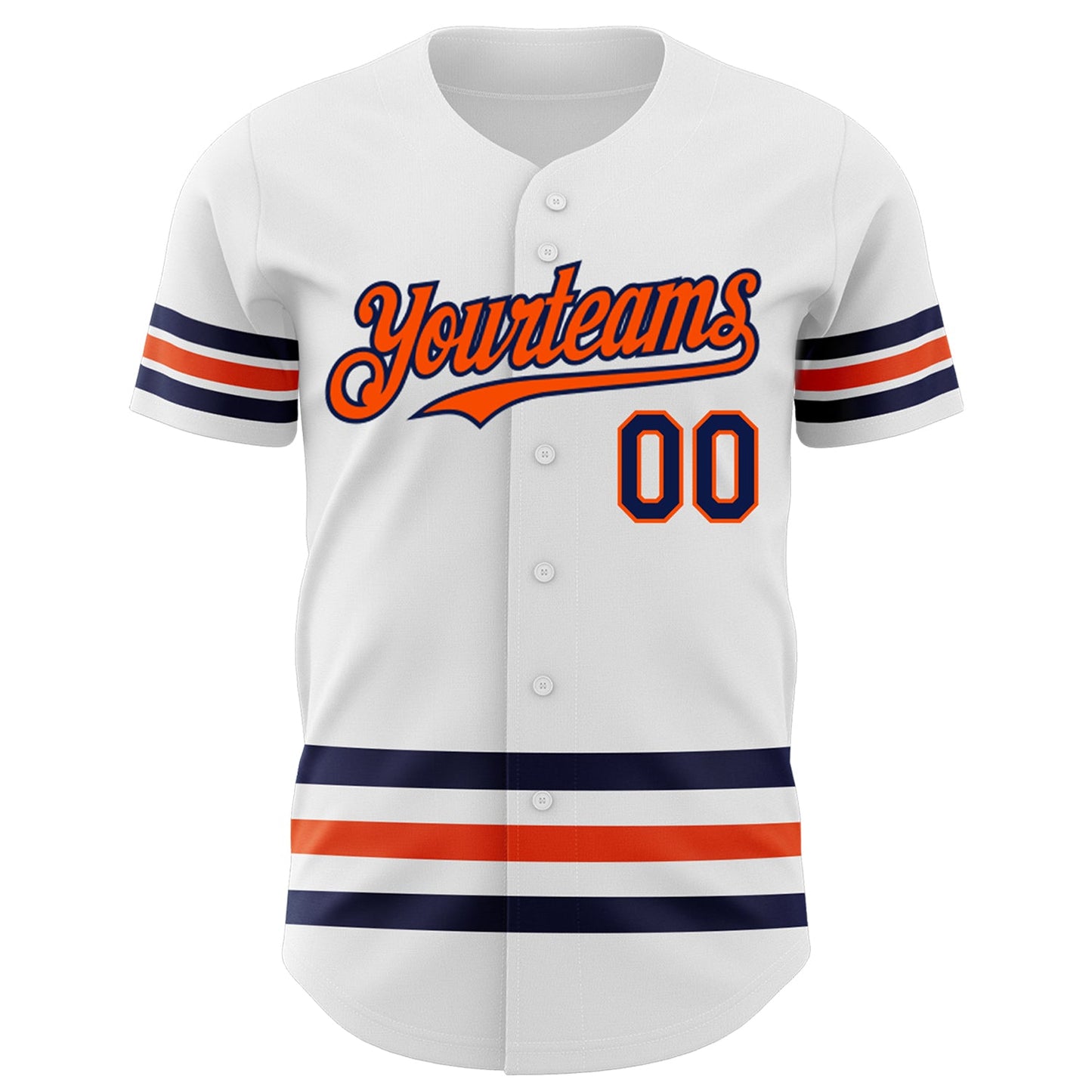 Custom White Navy-Orange Line Authentic Baseball Jersey - Sky-Custom