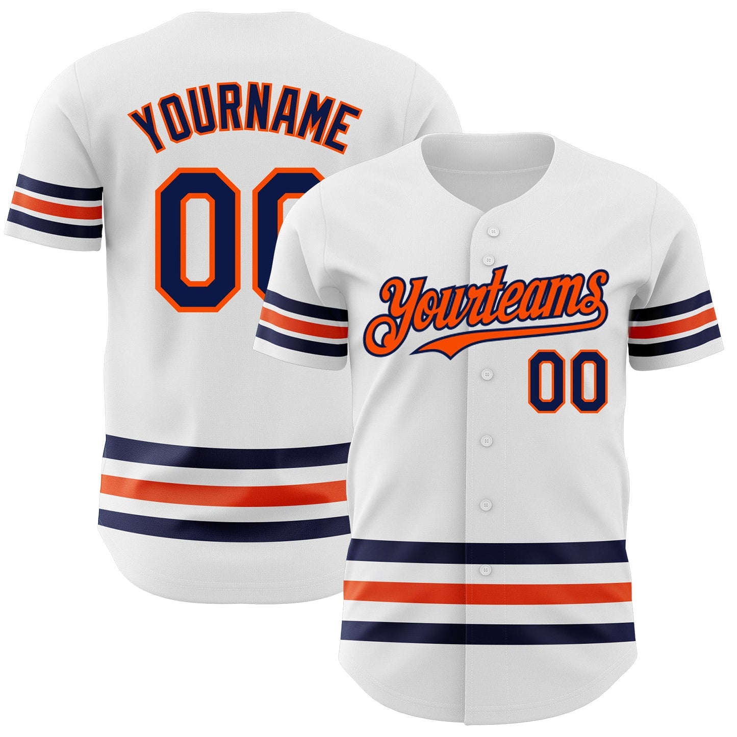 Custom White Navy-Orange Line Authentic Baseball Jersey - Sky-Custom