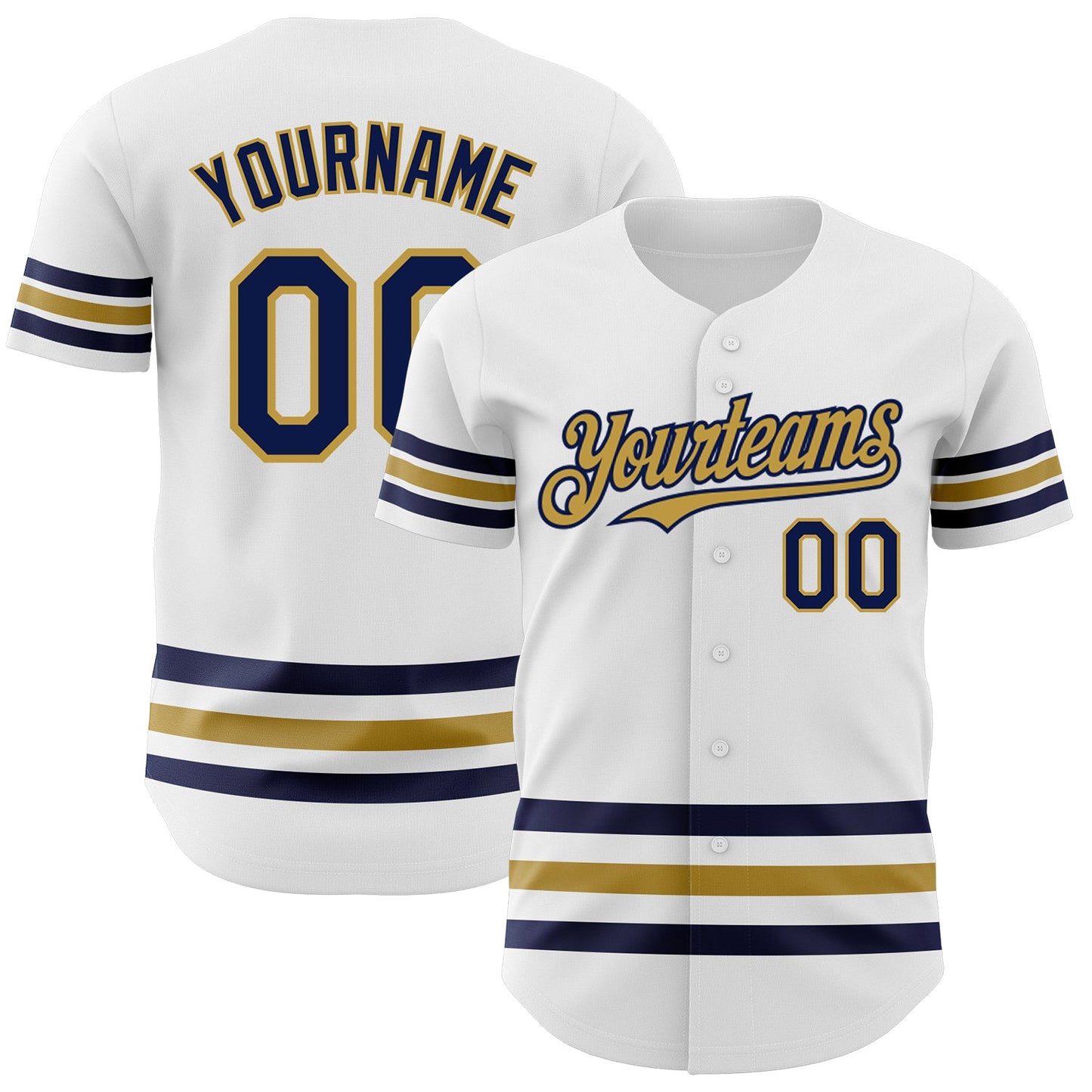 Custom White Navy-Old Gold Line Authentic Baseball Jersey - Sky-Custom