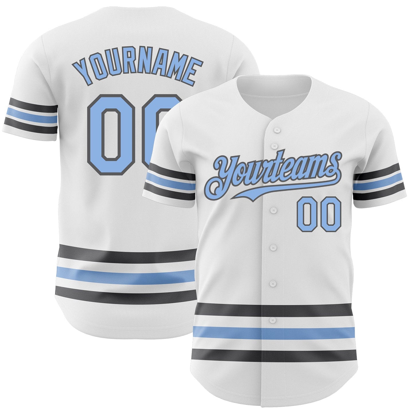 Custom White Light Blue-Steel Gray Line Authentic Baseball Jersey - Sky-Custom