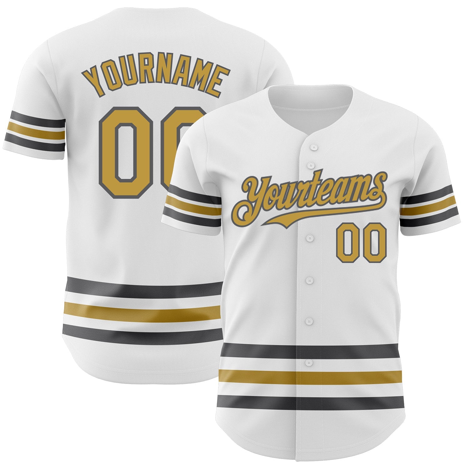 Custom White Old Gold-Steel Gray Line Authentic Baseball Jersey - Sky-Custom