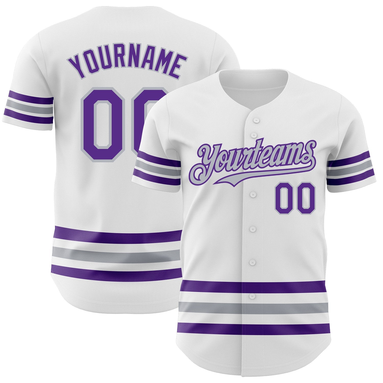 Custom White Purple-Gray Line Authentic Baseball Jersey - Sky-Custom