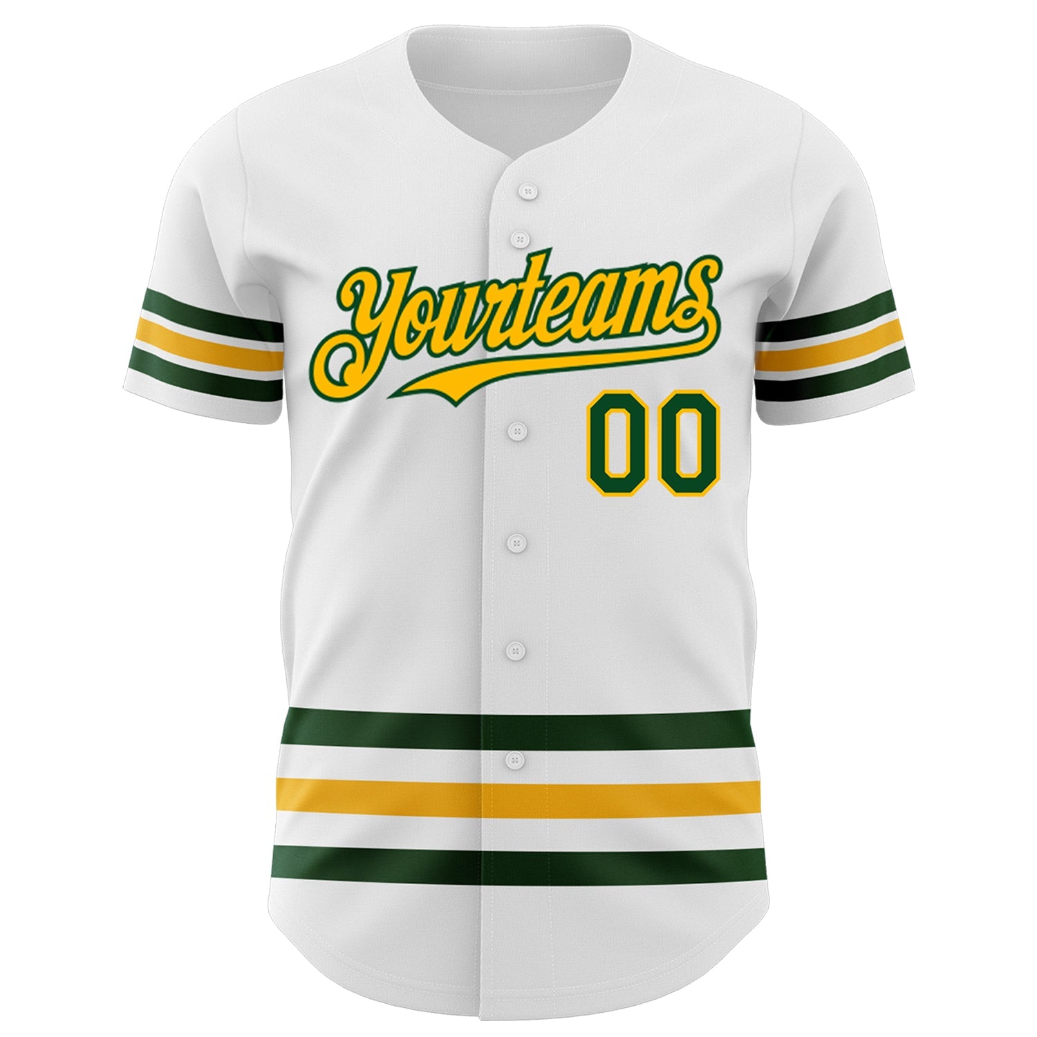 Custom White Green-Gold Line Authentic Baseball Jersey - Sky-Custom