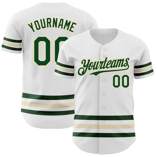 Custom White Green-Cream Line Authentic Baseball Jersey - Sky-Custom