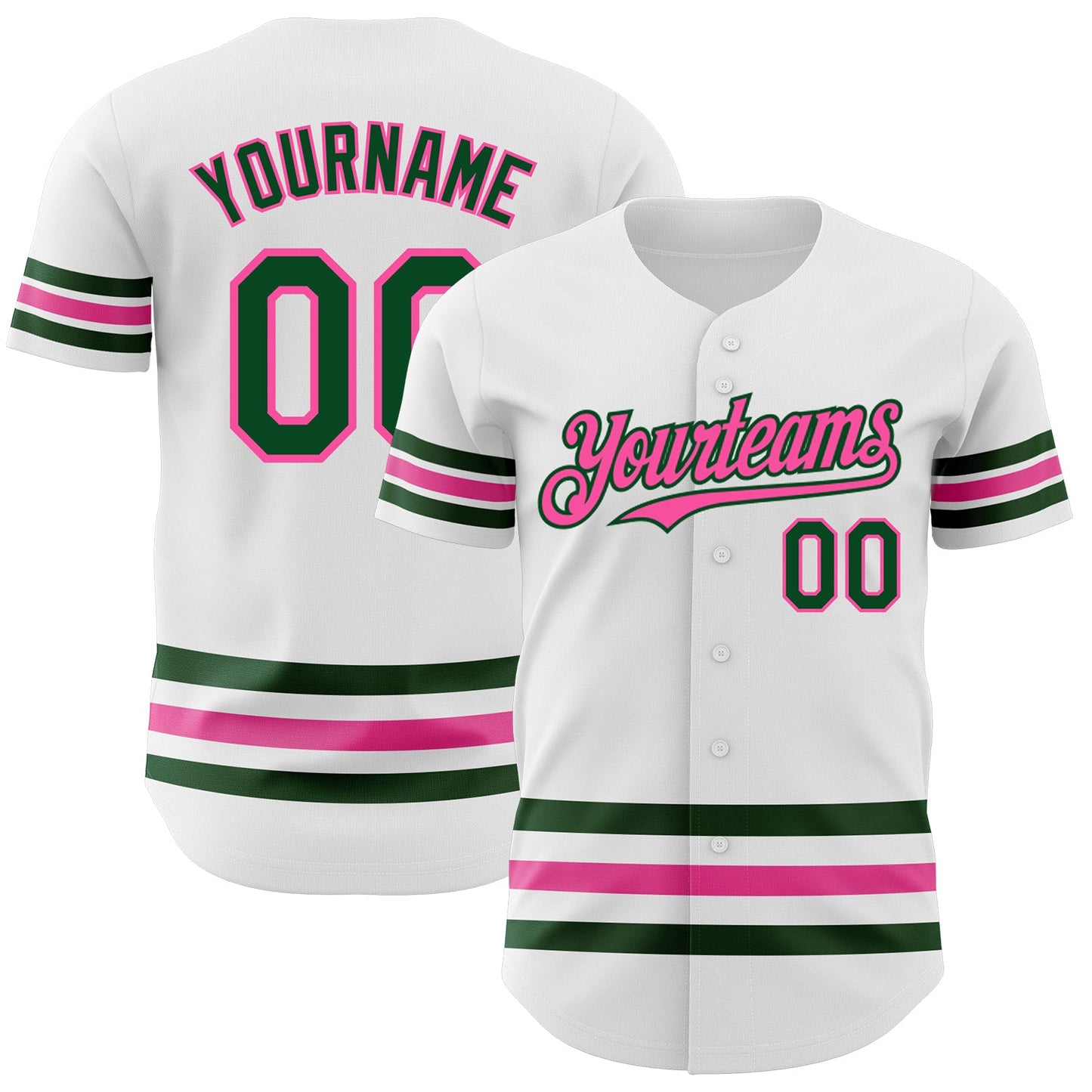 Custom White Green-Pink Line Authentic Baseball Jersey - Sky-Custom