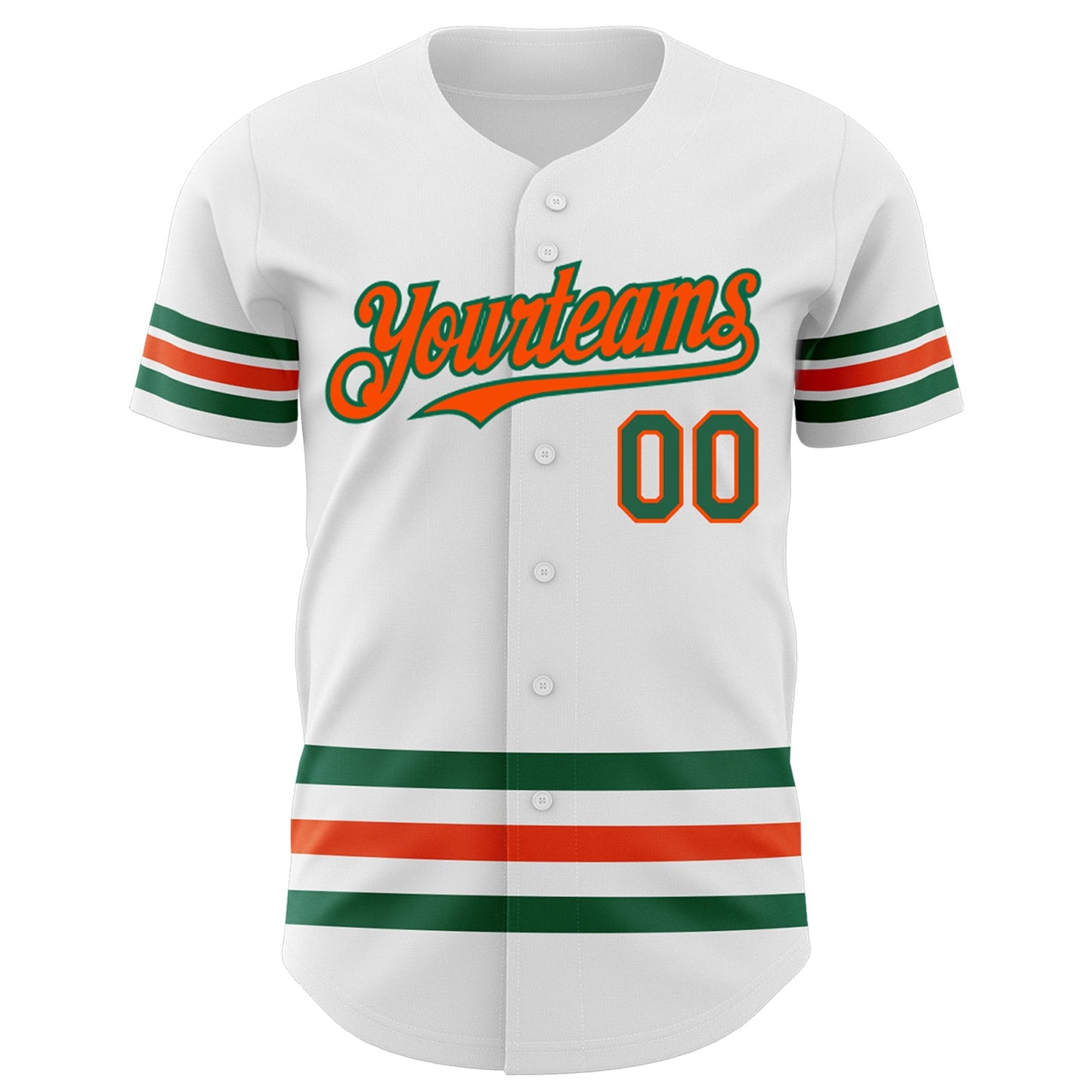 Custom White Kelly Green-Orange Line Authentic Baseball Jersey - Sky-Custom