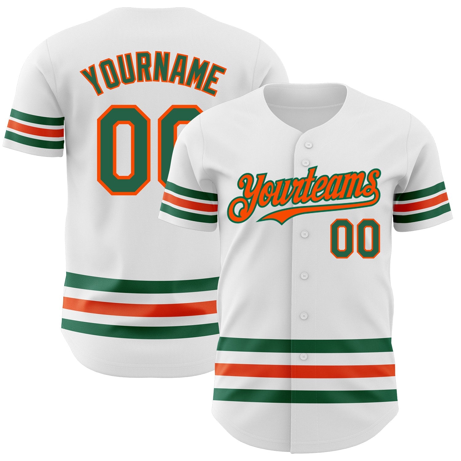 Custom White Kelly Green-Orange Line Authentic Baseball Jersey - Sky-Custom