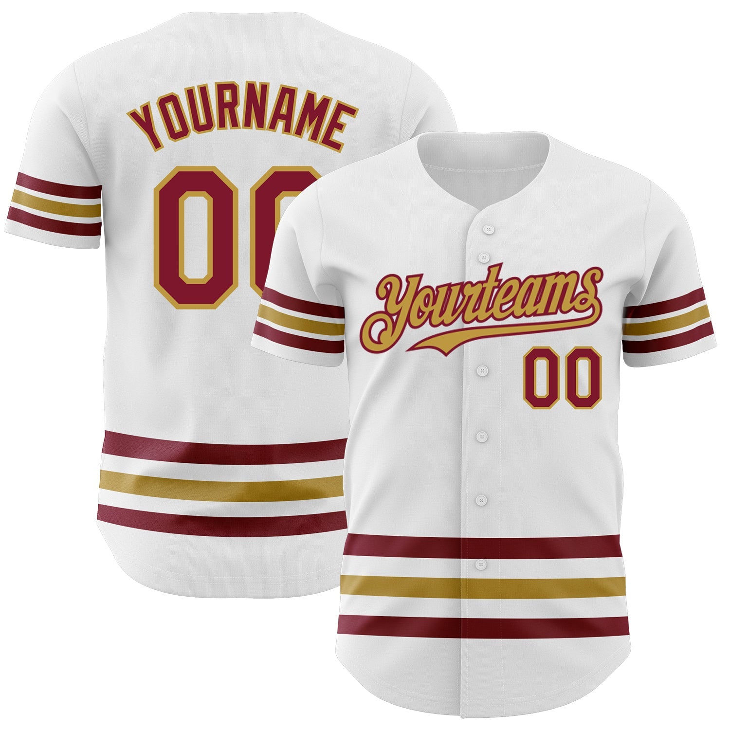 Custom White Crimson-Old Gold Line Authentic Baseball Jersey - Sky-Custom