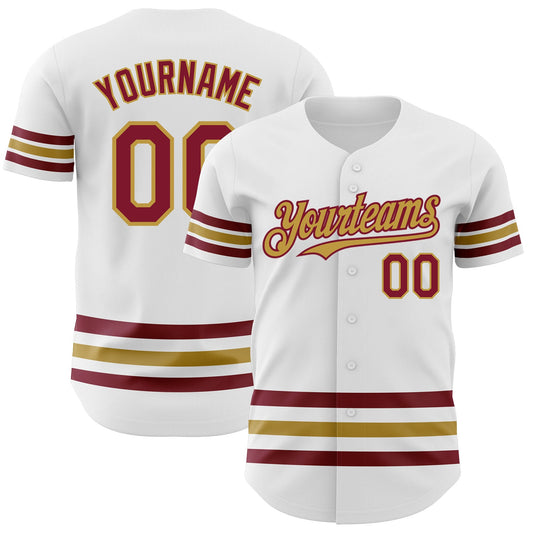 Custom White Crimson-Old Gold Line Authentic Baseball Jersey - Sky-Custom