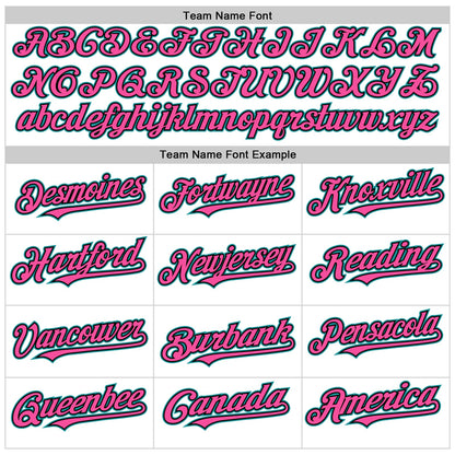 Custom White Pink Black-Teal Line Authentic Baseball Jersey - Sky-Custom