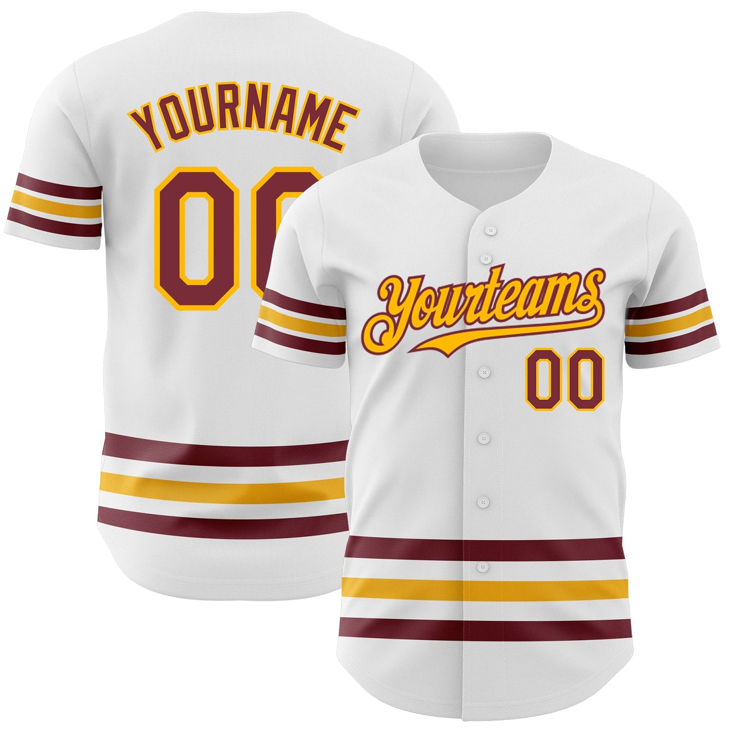 Custom White Burgundy-Gold Line Authentic Baseball Jersey - Sky-Custom