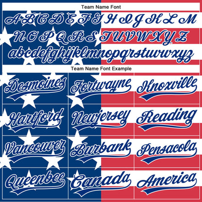 Custom White Red-Royal 3D American Flag Patriotic Authentic Baseball Jersey - Sky-Custom