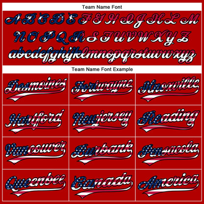 Custom Red USA Flag-Black 3D American Flag Patriotic Authentic Baseball Jersey - Sky-Custom