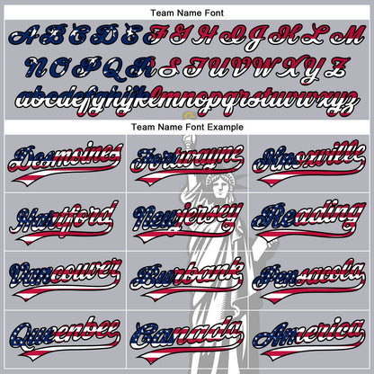 Custom Gray USA Flag-Black 3D American Flag Statue of Liberty Patriotic Authentic Baseball Jersey - Sky-Custom
