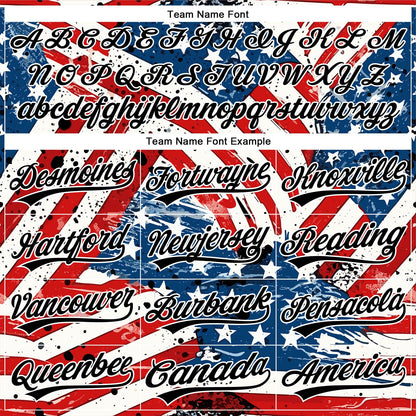 Custom White Black Royal-Red 3D American Flag Patriotic Authentic Baseball Jersey - Sky-Custom