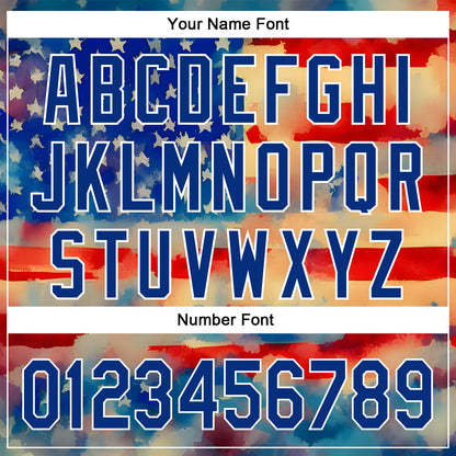 Custom Red Royal-White 3D American Flag Patriotic Authentic Baseball Jersey - Sky-Custom