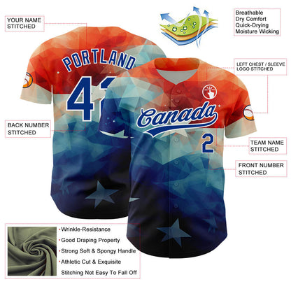 Custom Red Royal-White 3D American Flag Patriotic Authentic Baseball Jersey - Sky-Custom