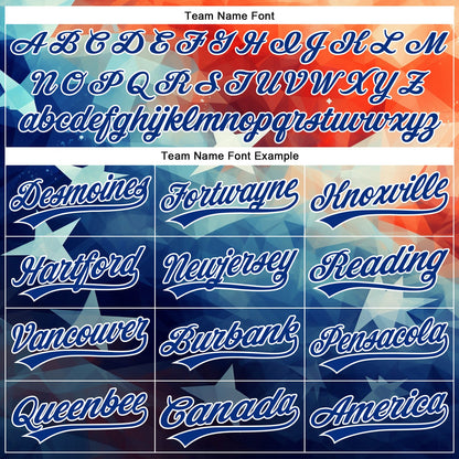 Custom Red Royal-White 3D American Flag Patriotic Authentic Baseball Jersey - Sky-Custom