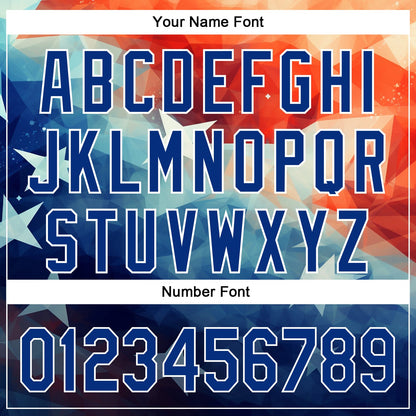 Custom Red Royal-White 3D American Flag Patriotic Authentic Baseball Jersey - Sky-Custom