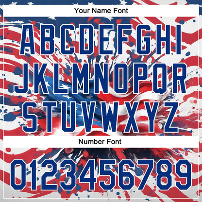 Custom Red Royal-White 3D American Flag Patriotic Authentic Baseball Jersey - Sky-Custom