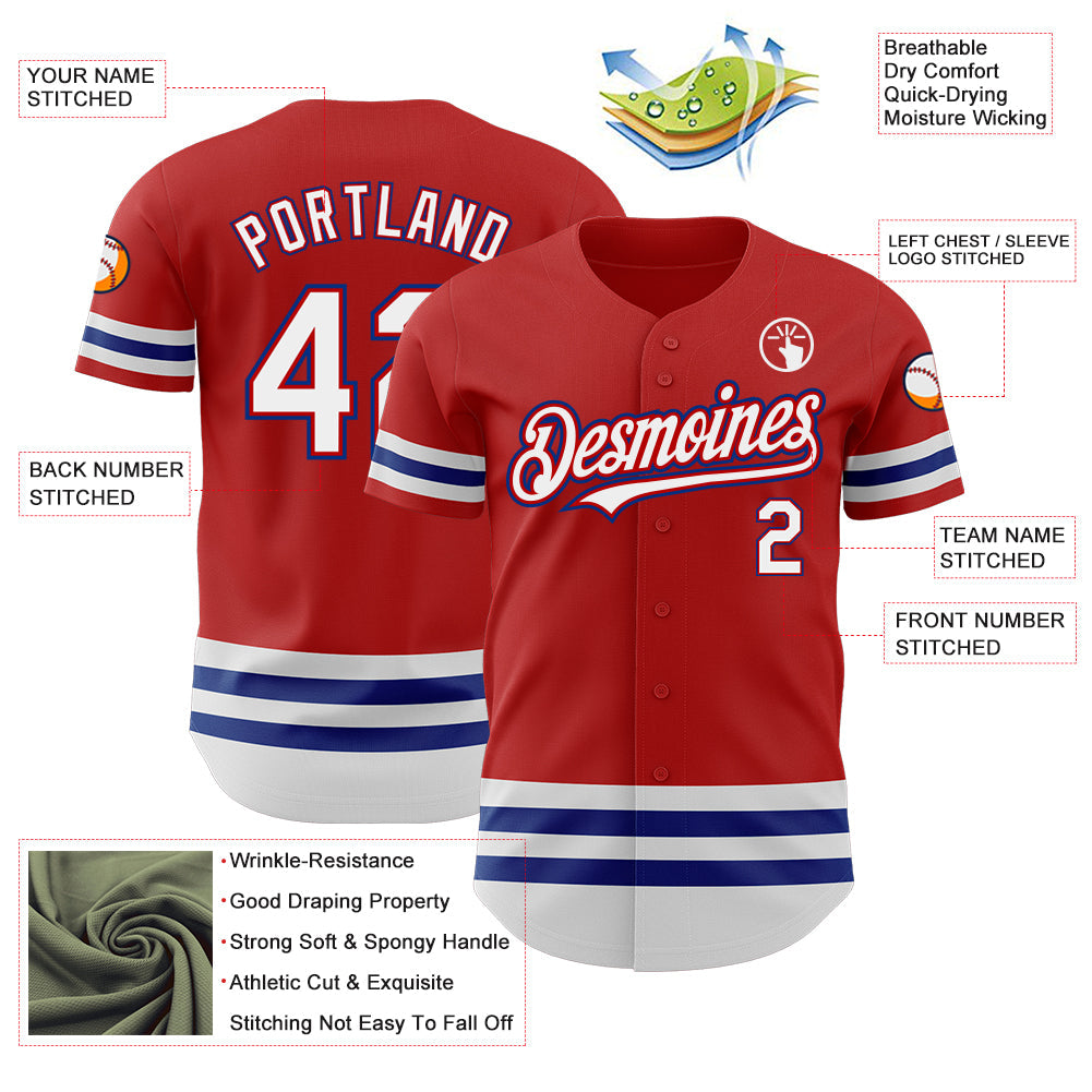 Custom Red White-Royal Line Authentic Baseball Jersey - Sky-Custom