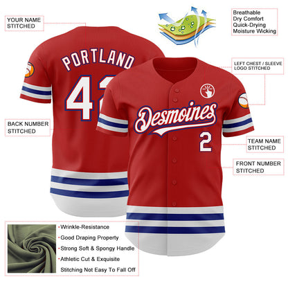 Custom Red White-Royal Line Authentic Baseball Jersey - Sky-Custom