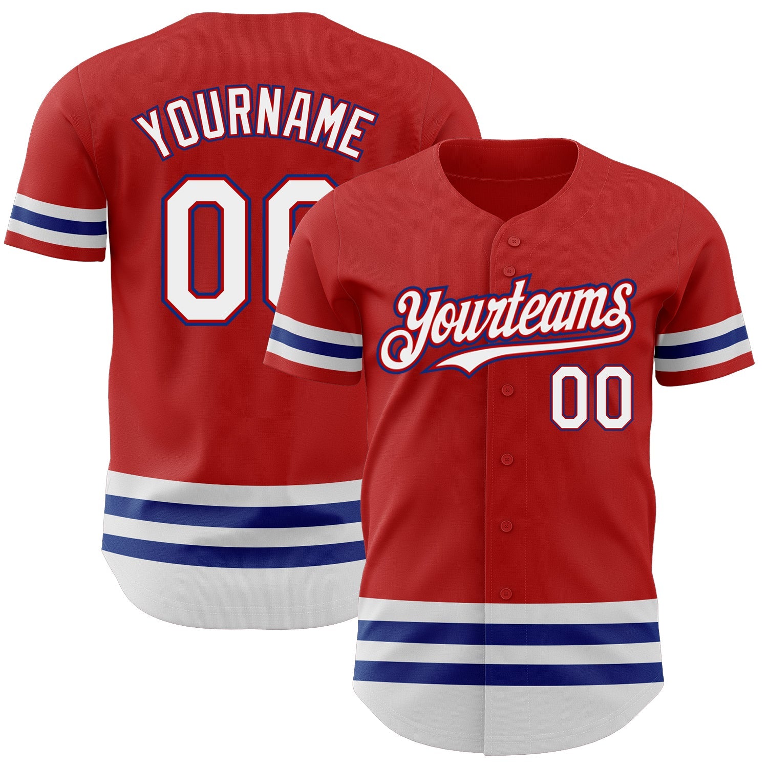 Custom Red White-Royal Line Authentic Baseball Jersey - Sky-Custom