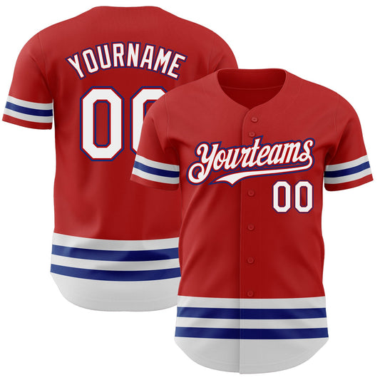 Custom Red White-Royal Line Authentic Baseball Jersey - Sky-Custom