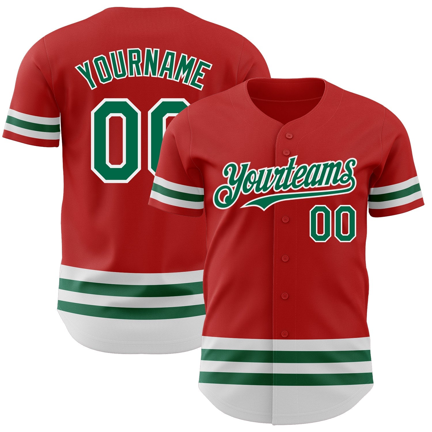 Custom Red Kelly Green-White Line Authentic Baseball Jersey - Sky-Custom