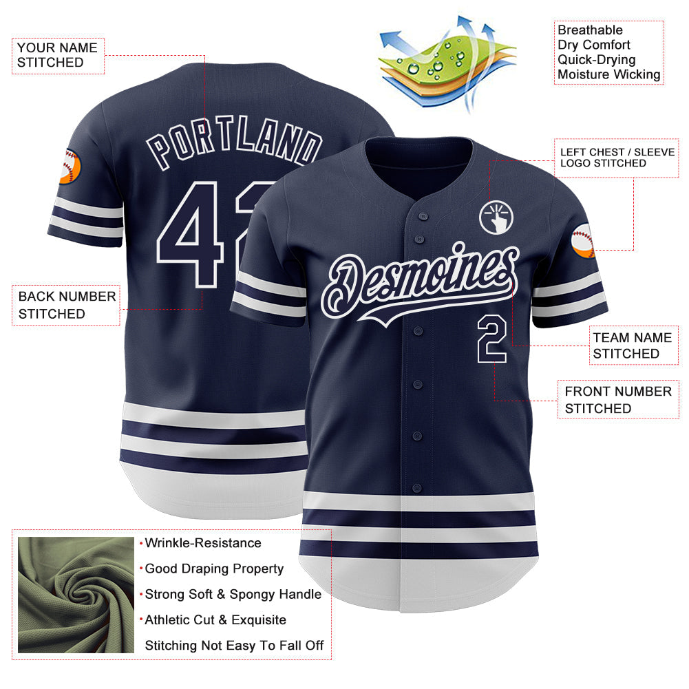 Custom Navy White Line Authentic Baseball Jersey - Sky-Custom