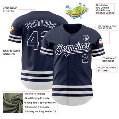 Custom Navy White Line Authentic Baseball Jersey - Sky-Custom