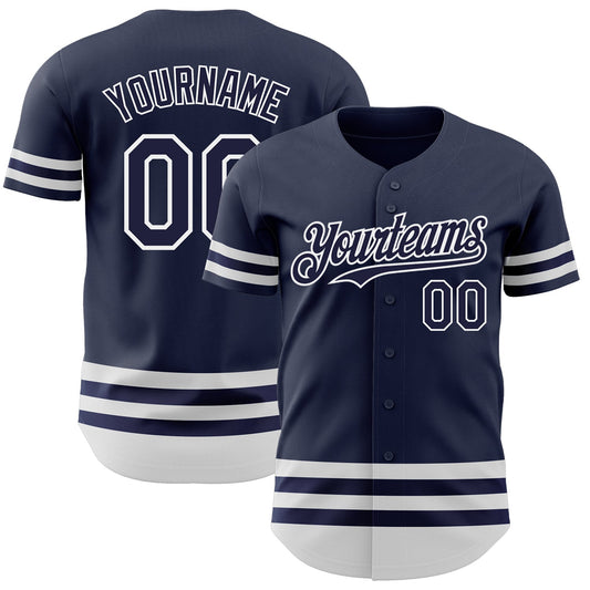 Custom Navy White Line Authentic Baseball Jersey - Sky-Custom