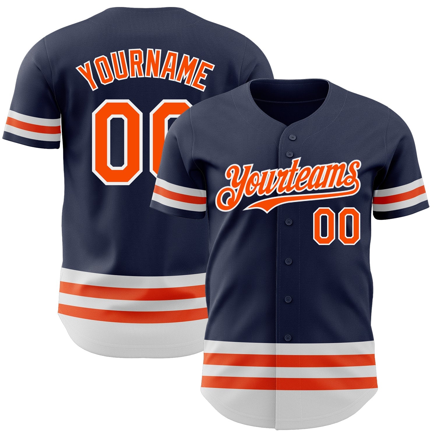 Custom Navy Orange-White Line Authentic Baseball Jersey - Sky-Custom