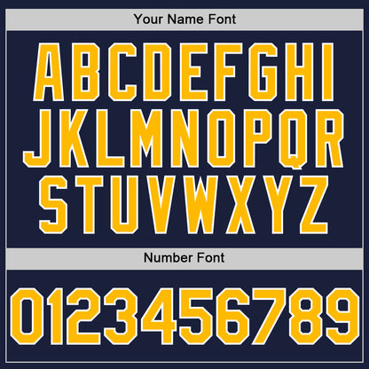 Custom Navy Gold-White Line Authentic Baseball Jersey - Sky-Custom