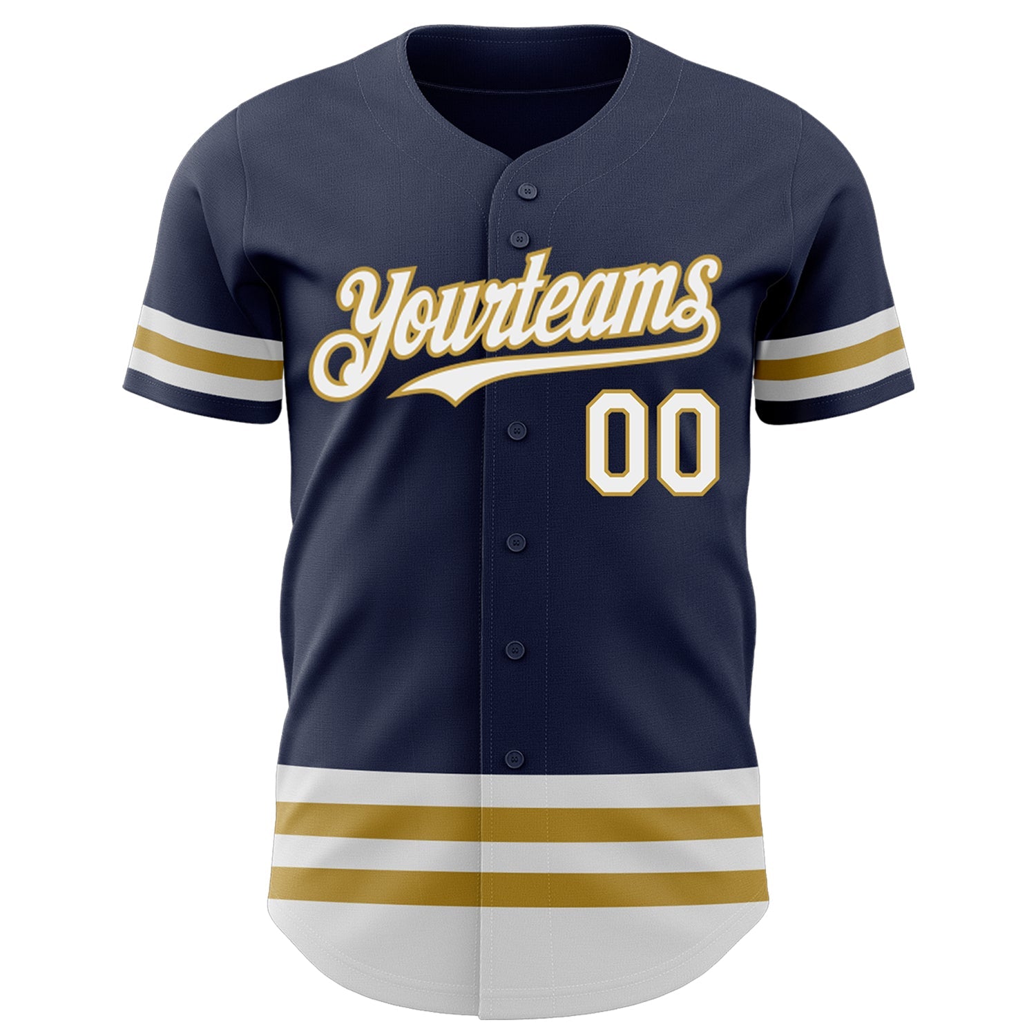 Custom Navy White-Old Gold Line Authentic Baseball Jersey - Sky-Custom