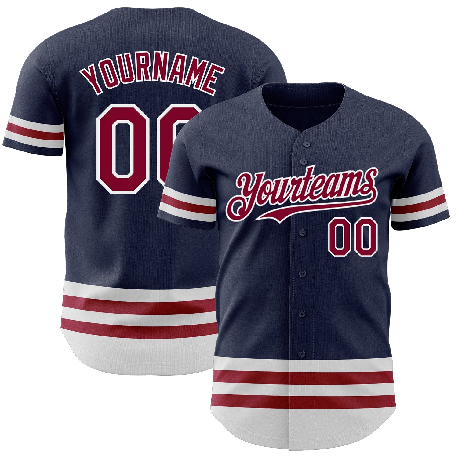 Custom Navy Maroon-White Line Authentic Baseball Jersey - Sky-Custom
