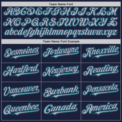 Custom Navy Gray-Teal Line Authentic Baseball Jersey - Sky-Custom