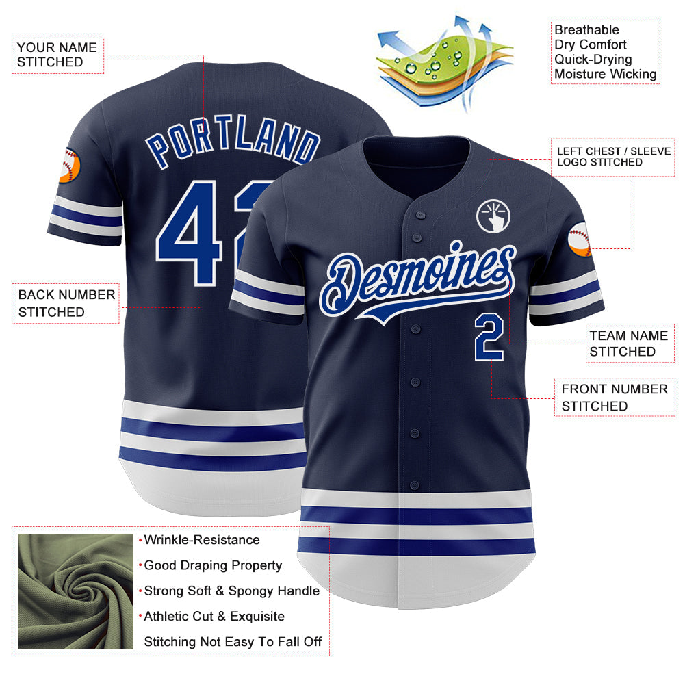 Custom Navy Royal-White Line Authentic Baseball Jersey - Sky-Custom
