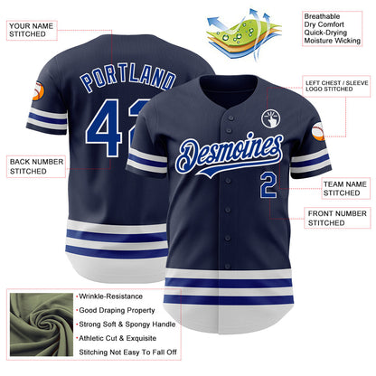 Custom Navy Royal-White Line Authentic Baseball Jersey - Sky-Custom