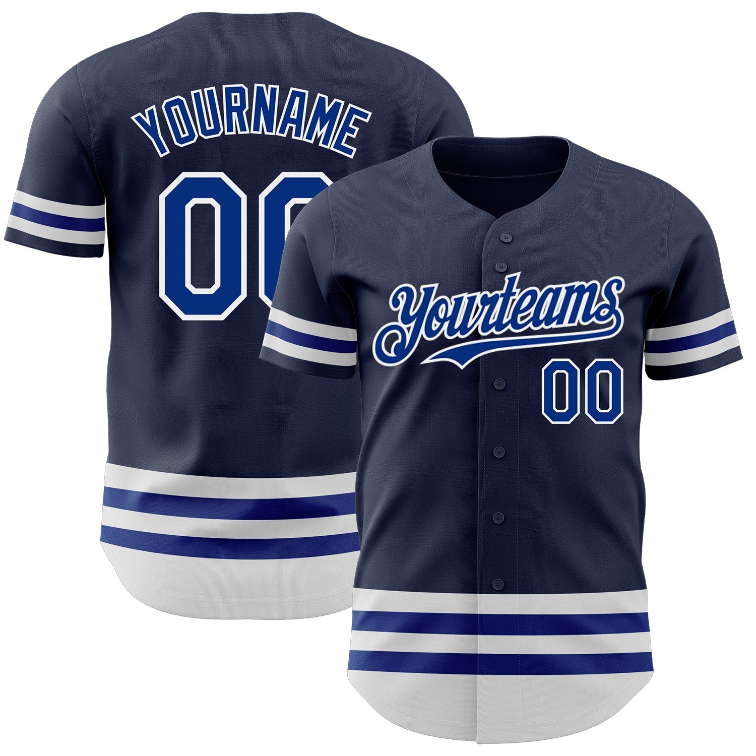 Custom Navy Royal-White Line Authentic Baseball Jersey - Sky-Custom