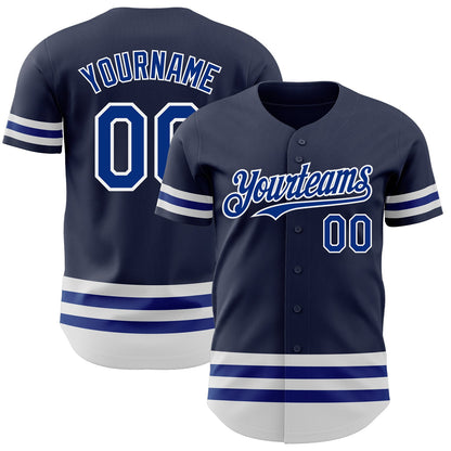 Custom Navy Royal-White Line Authentic Baseball Jersey - Sky-Custom