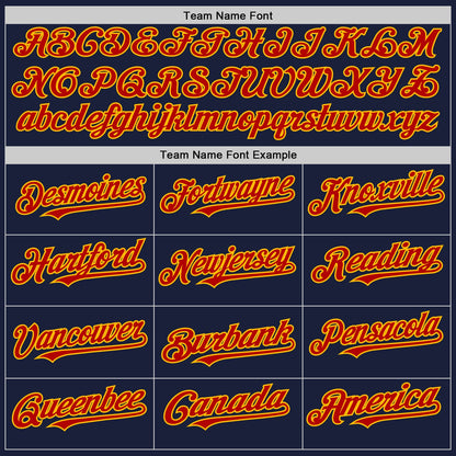 Custom Navy Red-Gold Line Authentic Baseball Jersey - Sky-Custom