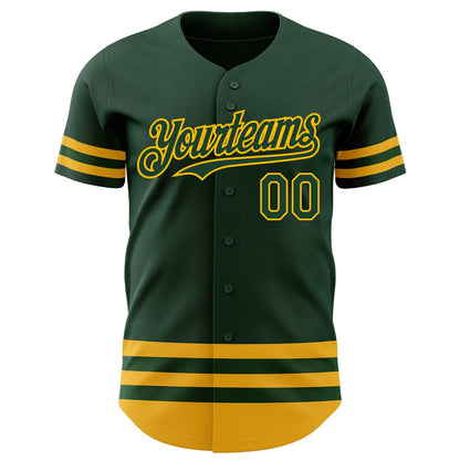 Custom Green Gold Line Authentic Baseball Jersey - Sky-Custom