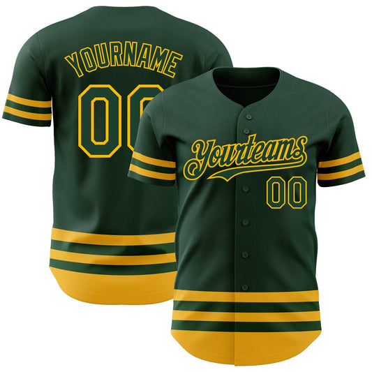 Custom Green Gold Line Authentic Baseball Jersey - Sky-Custom