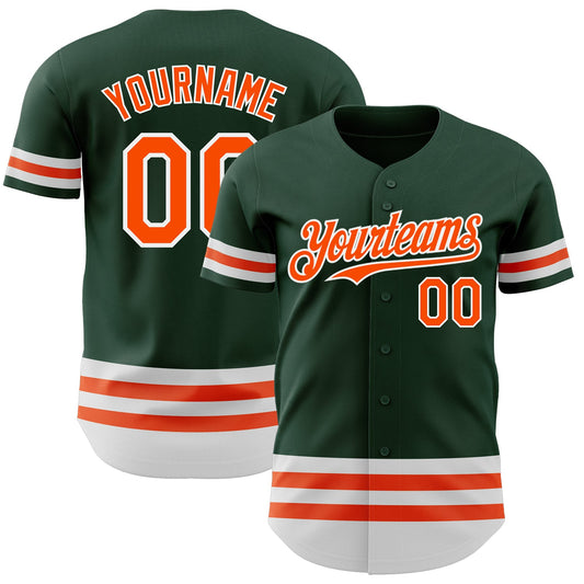 Custom Green Orange-White Line Authentic Baseball Jersey - Sky-Custom