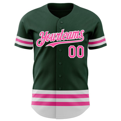 Custom Green Pink-White Line Authentic Baseball Jersey - Sky-Custom