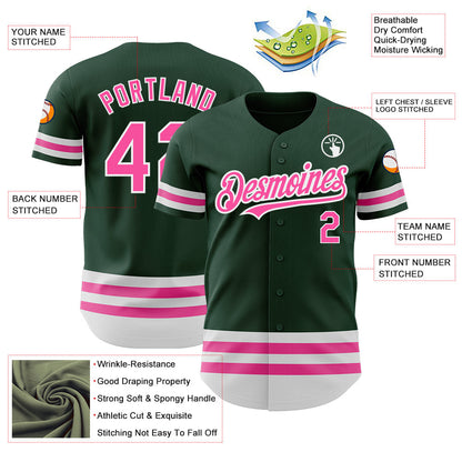 Custom Green Pink-White Line Authentic Baseball Jersey - Sky-Custom