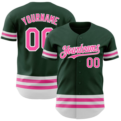 Custom Green Pink-White Line Authentic Baseball Jersey - Sky-Custom