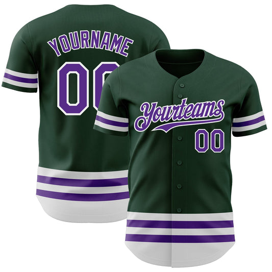 Custom Green Purple-White Line Authentic Baseball Jersey - Sky-Custom